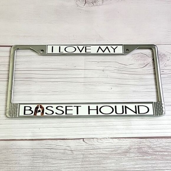 Basset Hound License Plate Frame - Picture 1 of 4